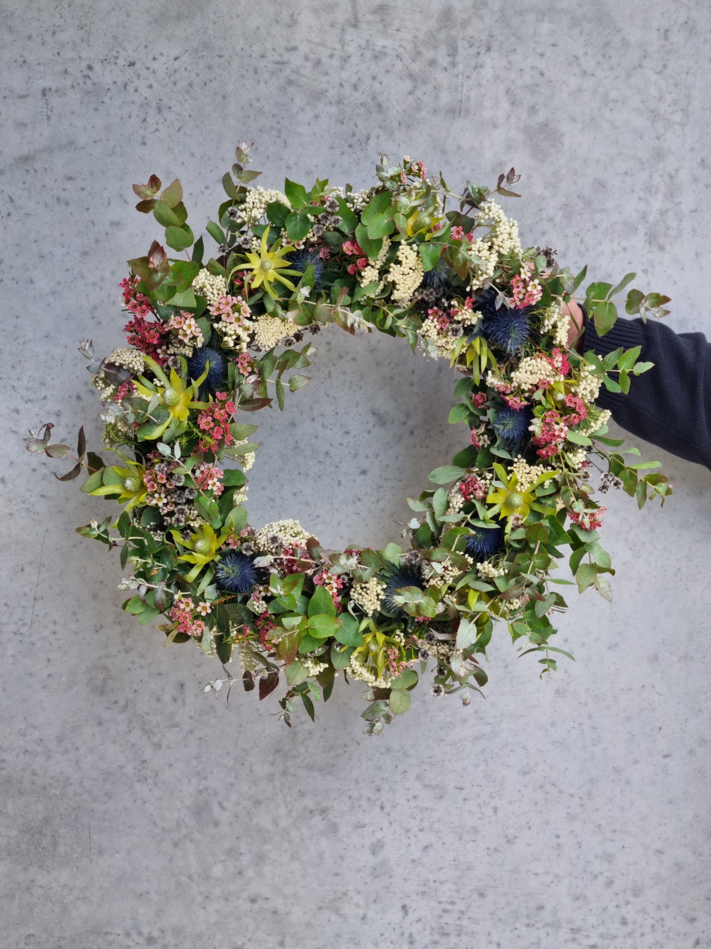 Fresh Christmas Wreath in Agra wool base