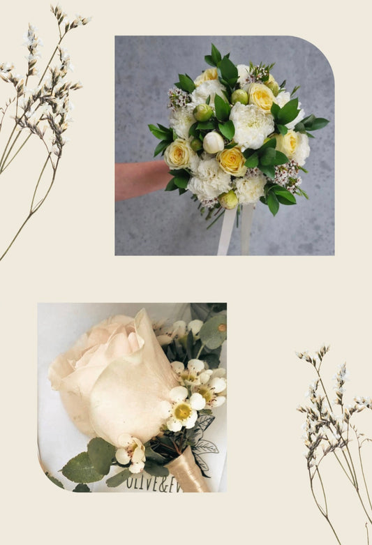 White - Wedding Bouquet and Buttonhole