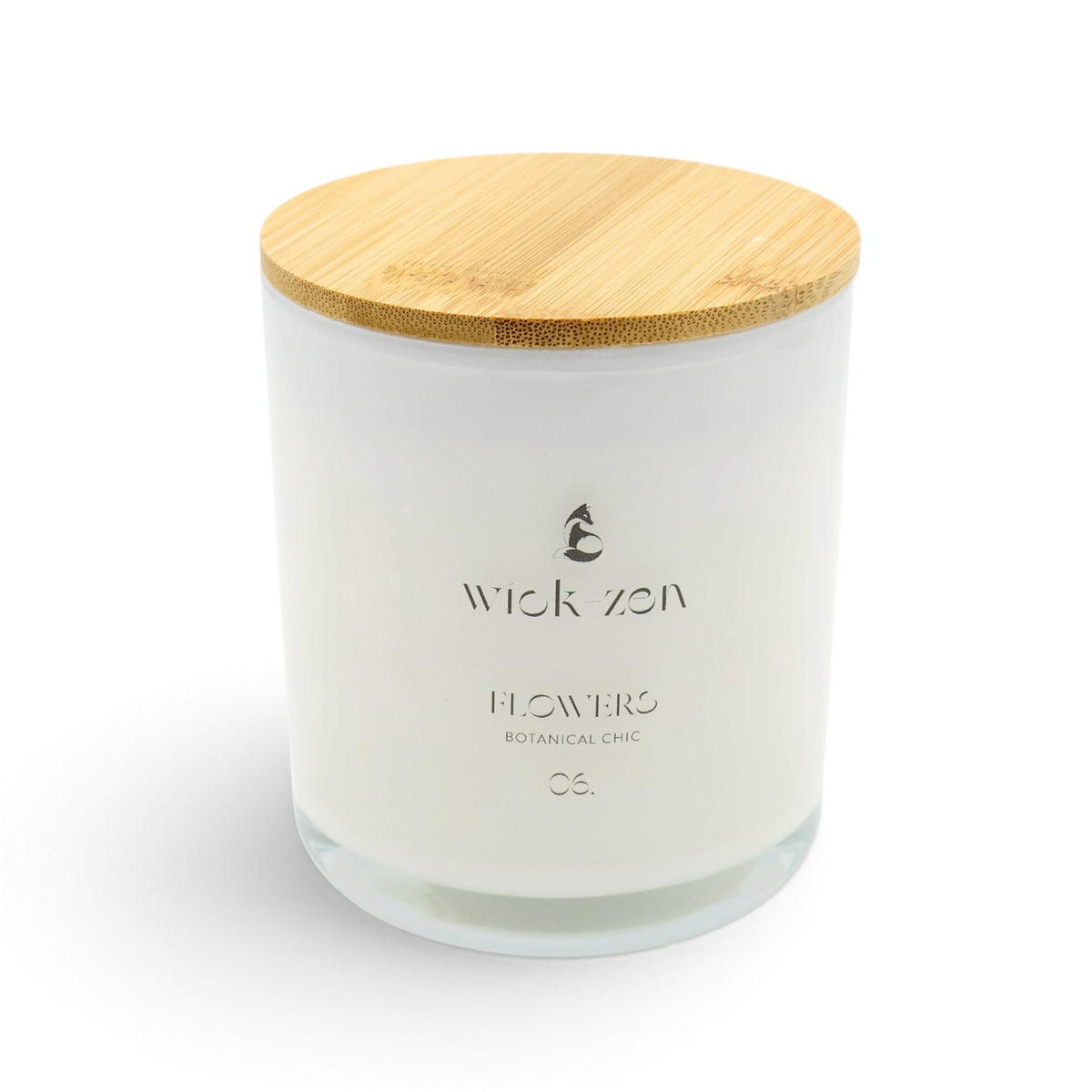 Wick-Zen Flowers candle, Light & Floral, white jar with bamboo lid
