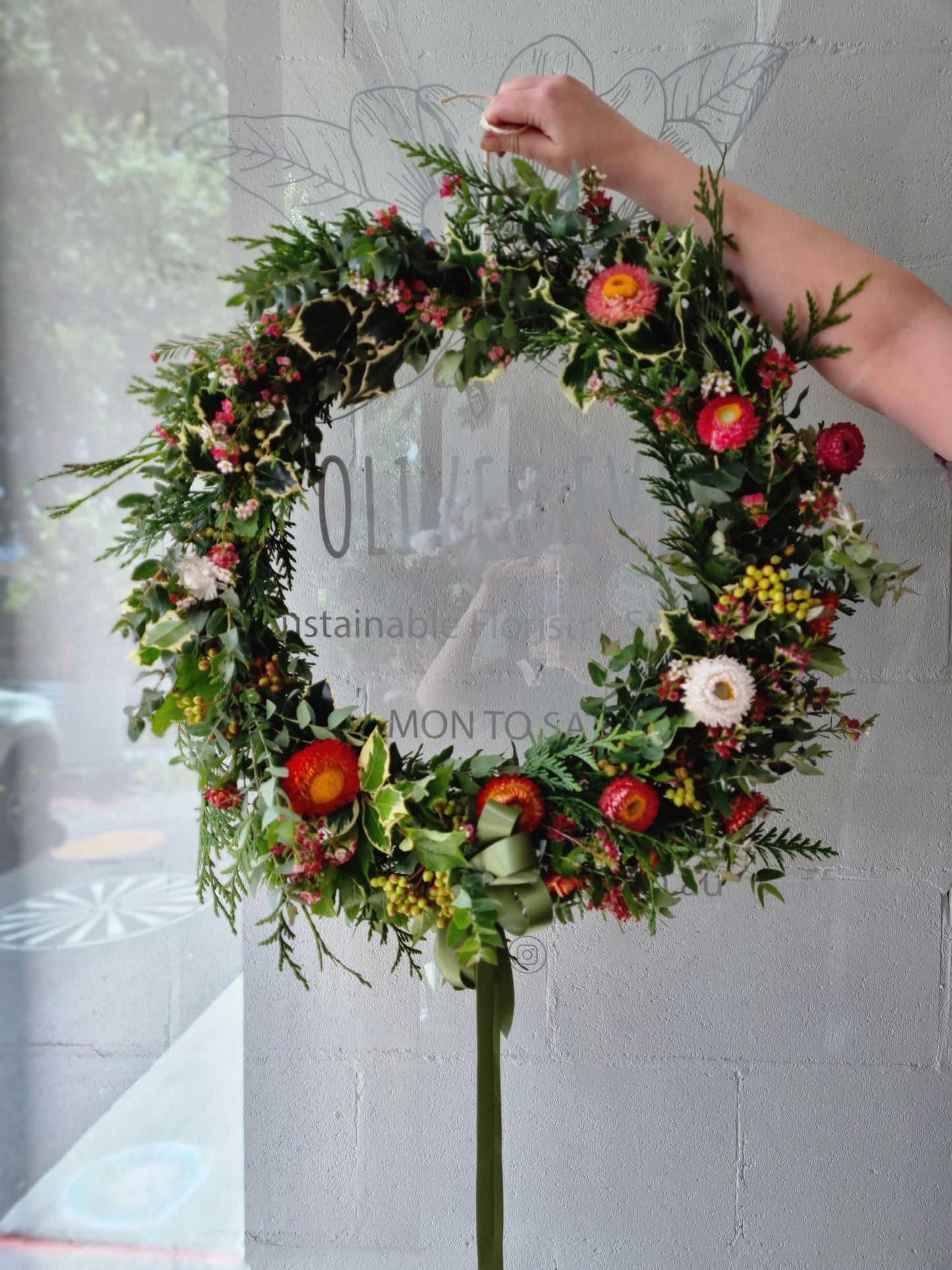 Fresh Christmas Wreath (willow branch base)