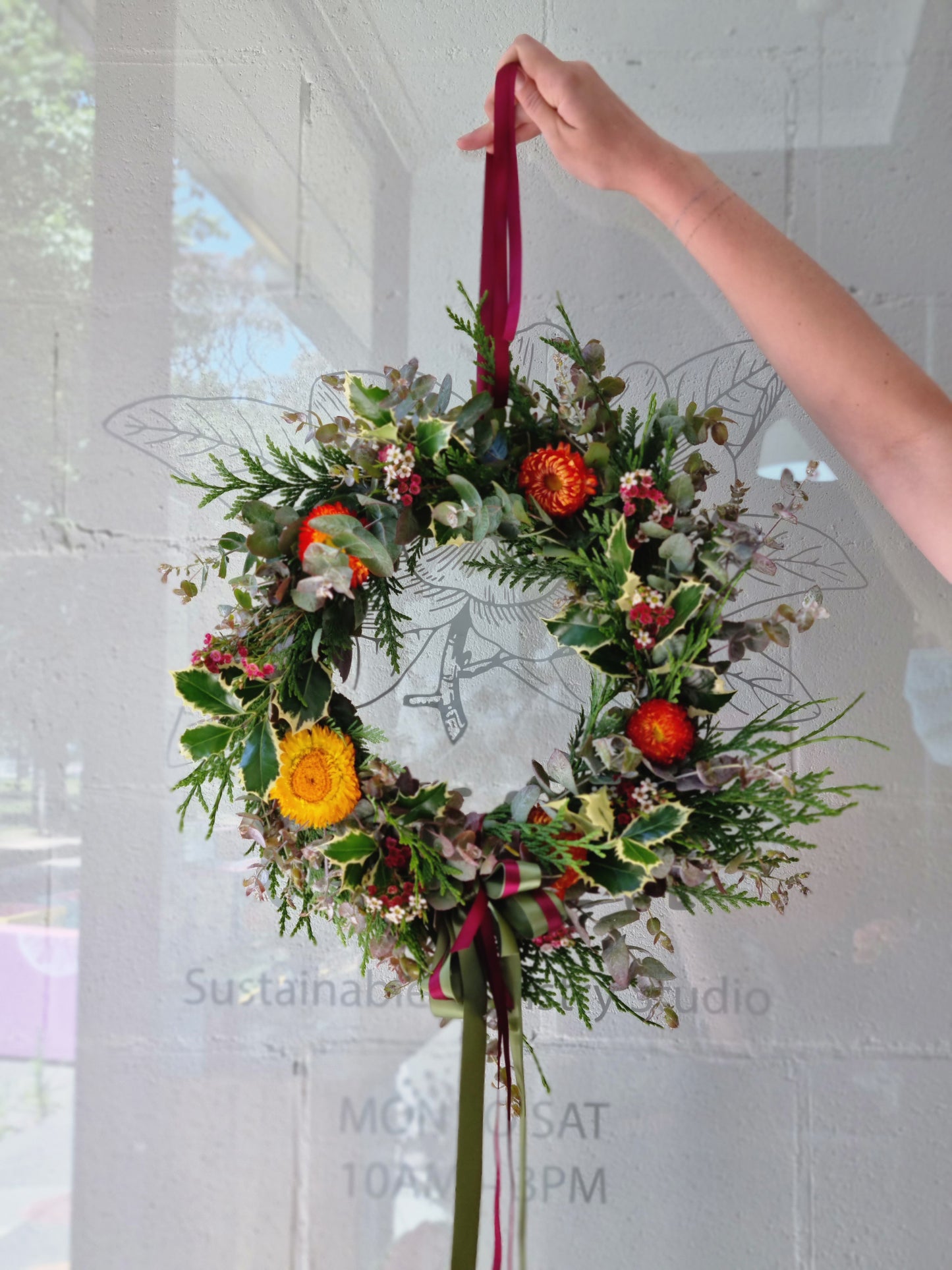 Fresh Christmas Wreath (willow branch base)
