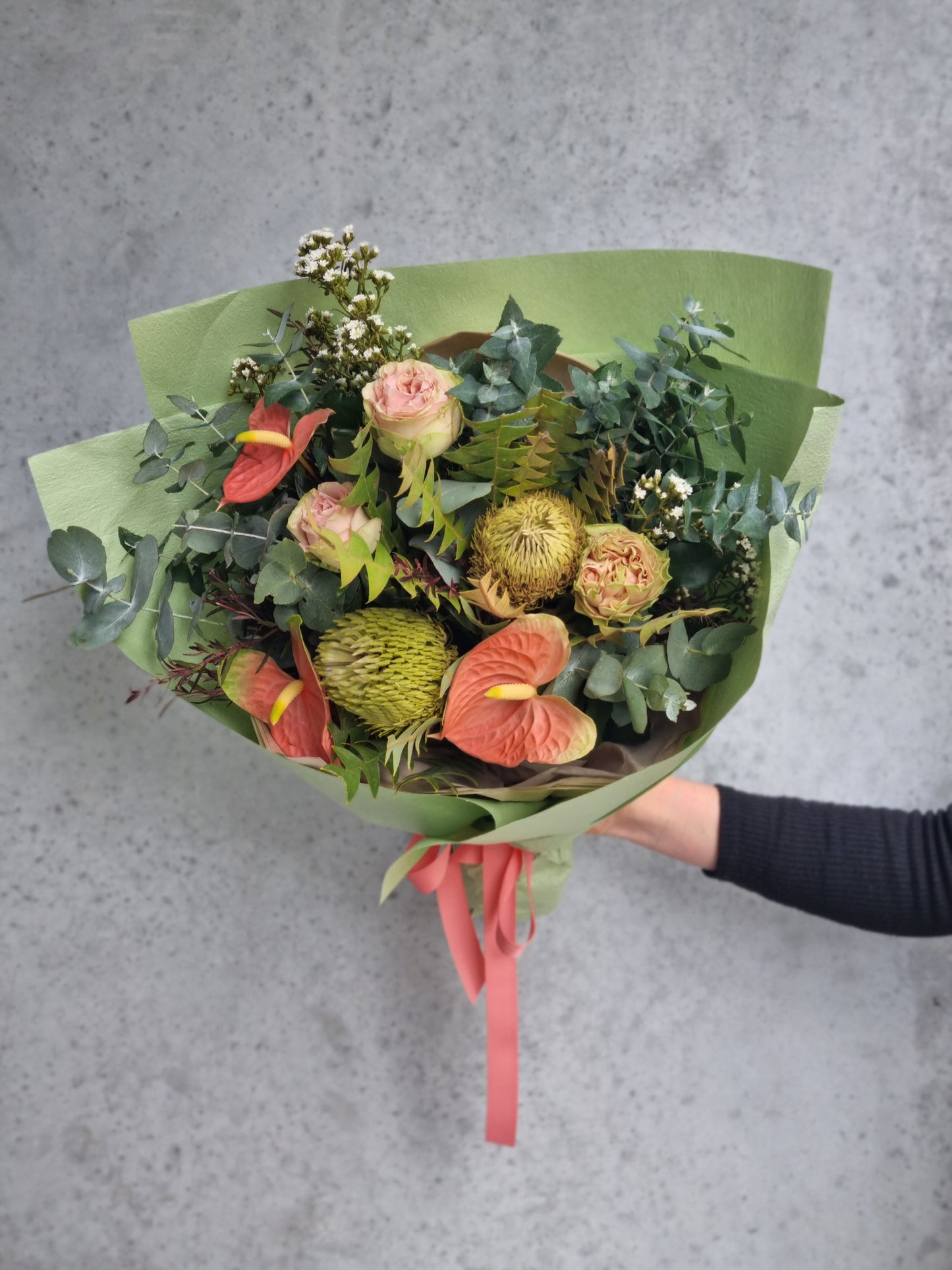Native, Rose and Anthurium Bouquet