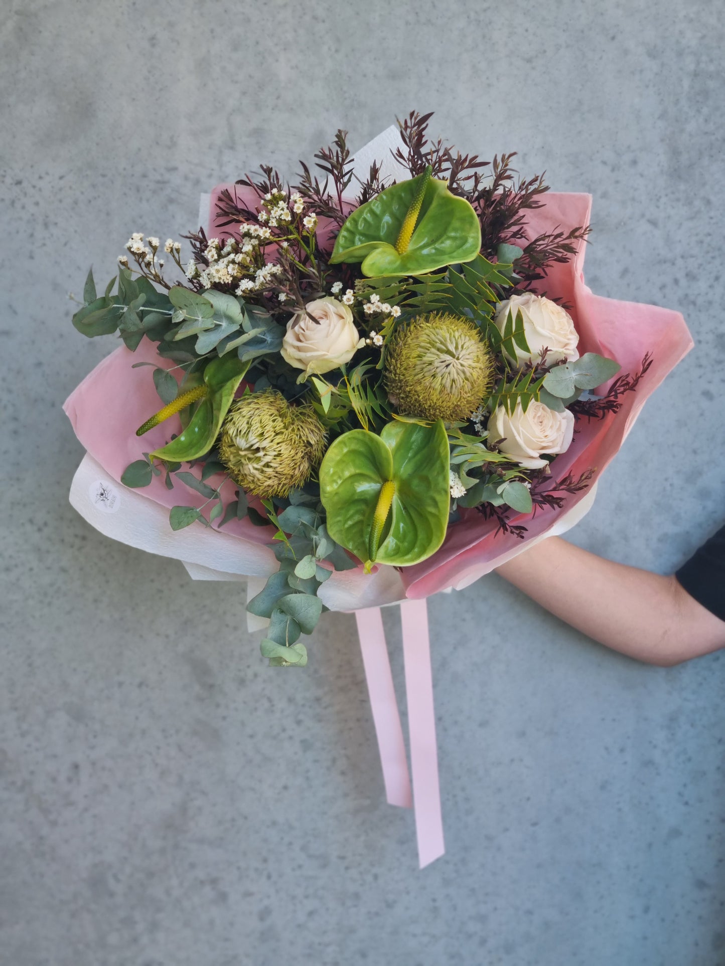Native, Rose and Anthurium Bouquet