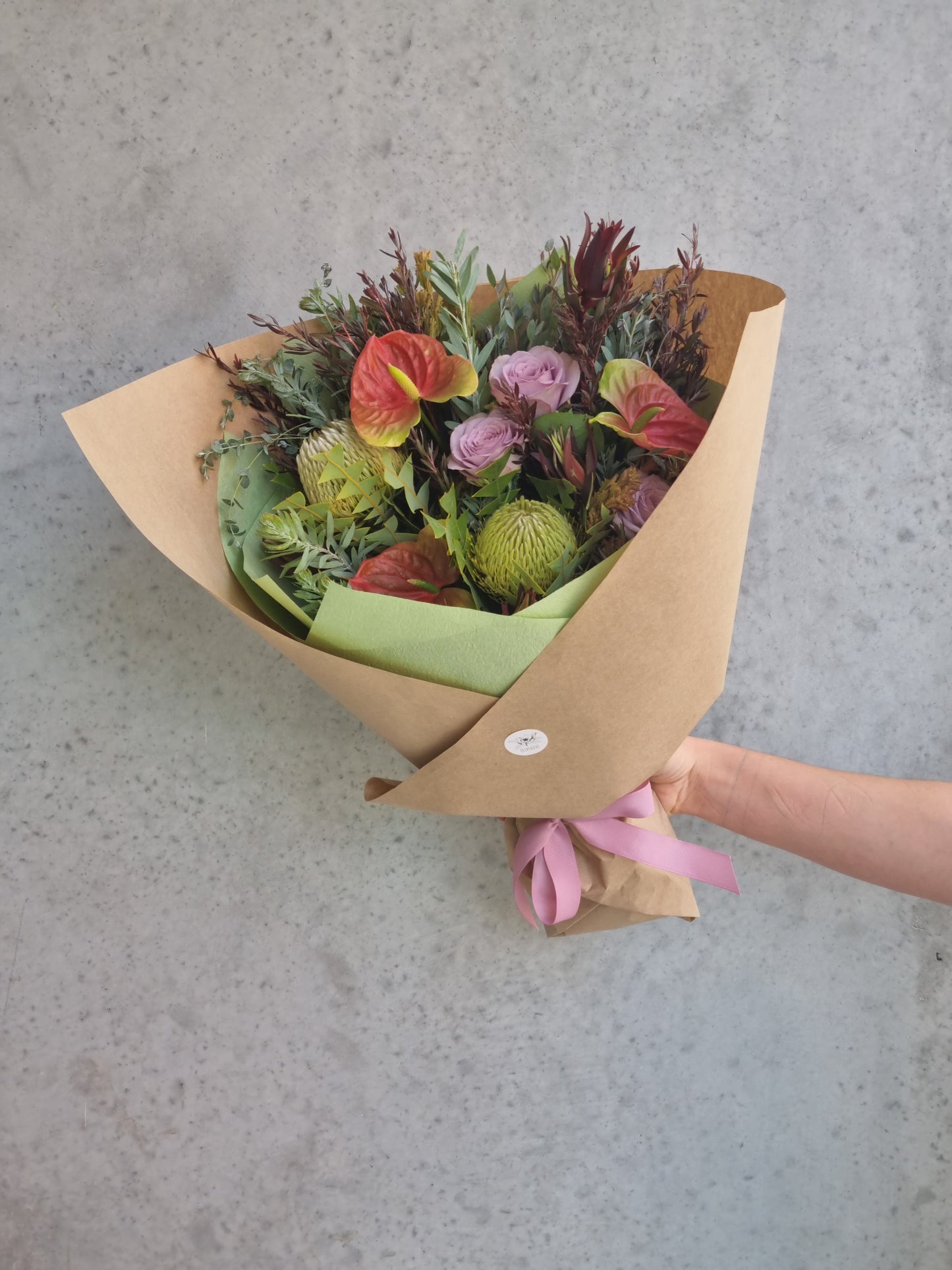 Native, Rose and Anthurium Bouquet